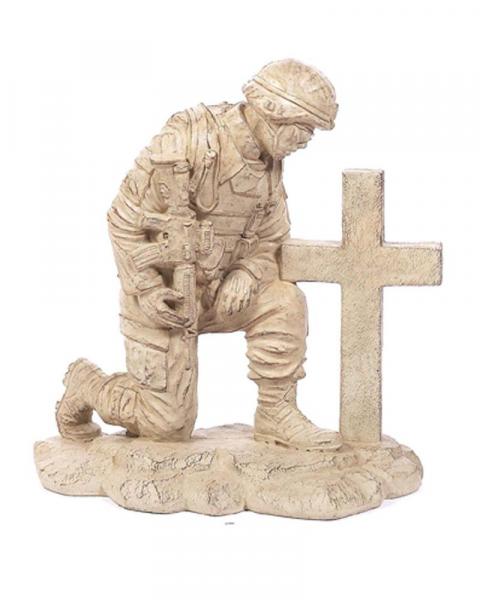 Kneeling Soldier At Cross (Color May Vary)