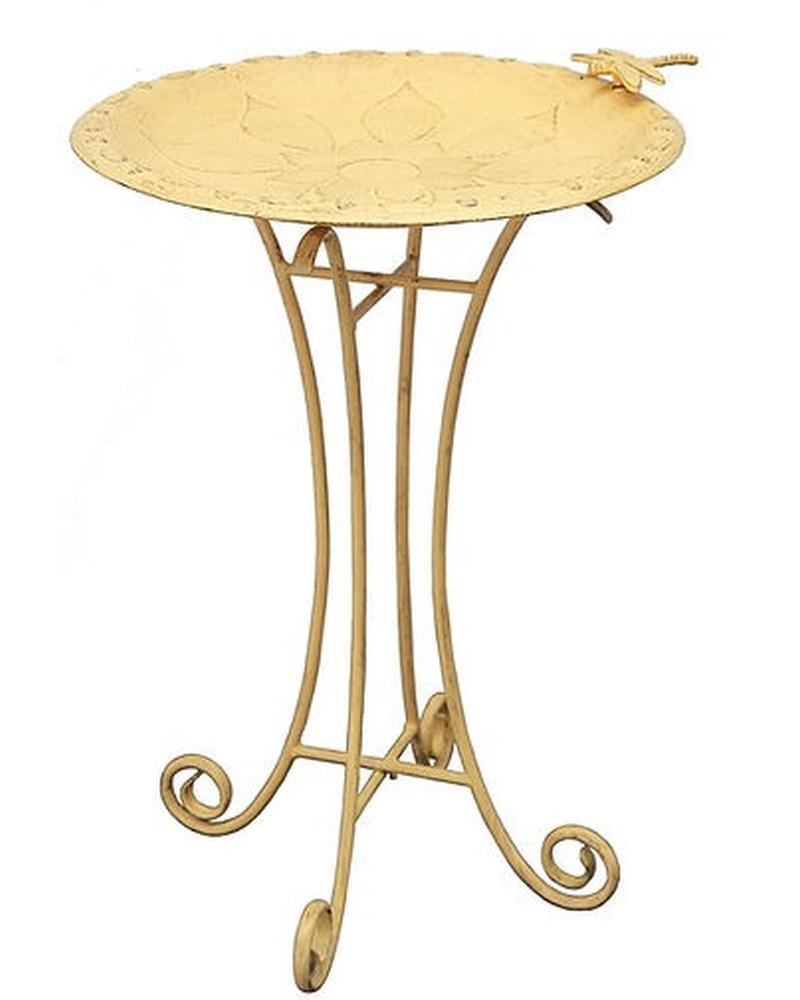 Birdbath Vintage Floral Yellow