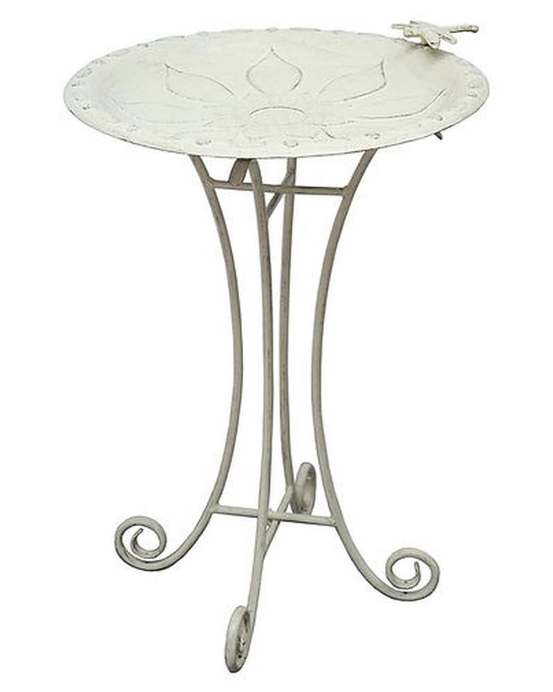 Birdbath Vintage Floral White