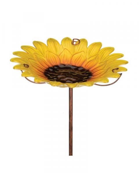 Glass Birdbath Stake Sunflower