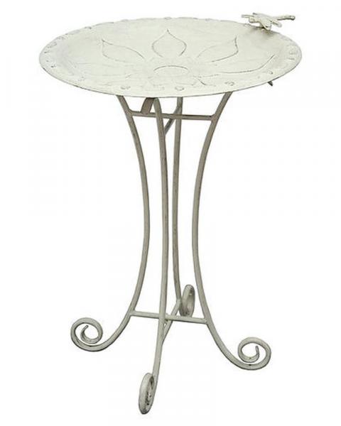 Birdbath Vintage Floral White
