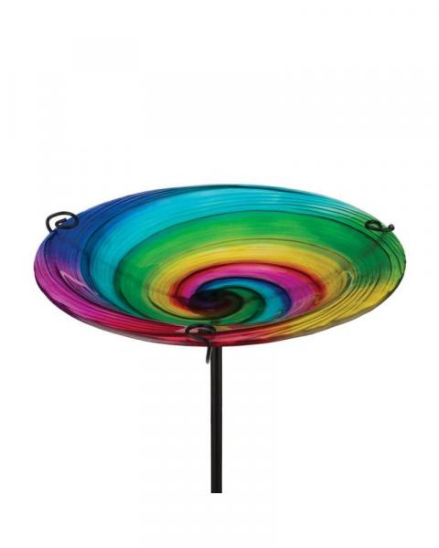 Glass Birdbath Stake Rainbow