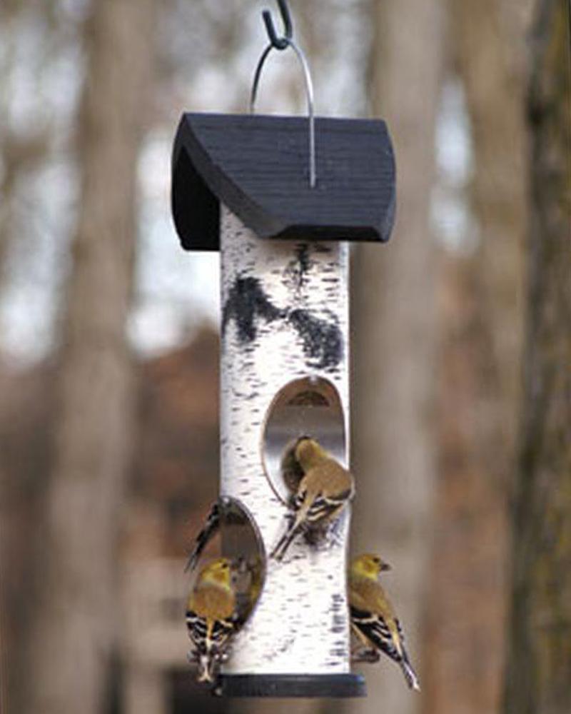 Birch Log Thistle Seed Tube Feeder