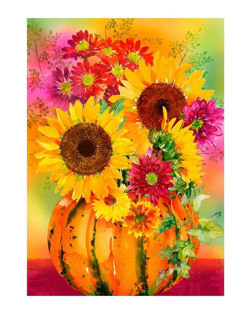 Garden Flag Pumpkin Floral