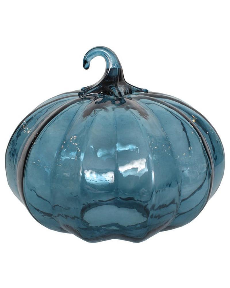 Glass Pumpkin 8" Indigo