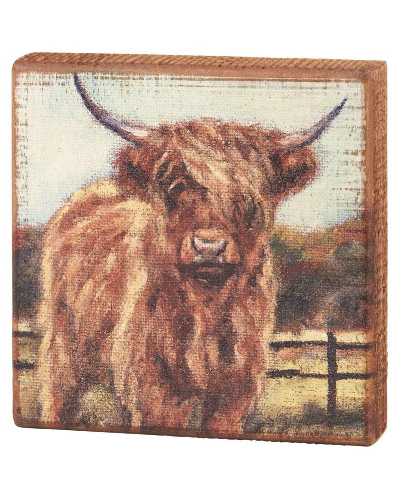Highland Cow Block Sign Fall