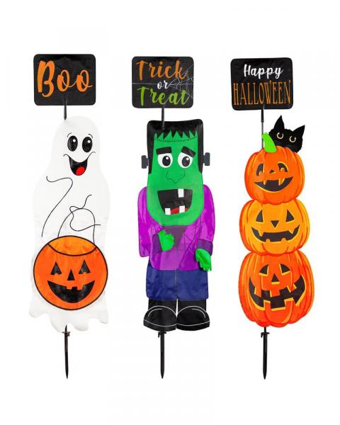 Fabric Stake Sign Halloween Asst