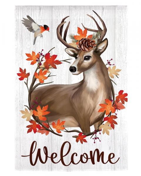 Garden Flag Autumn Deer Wreath