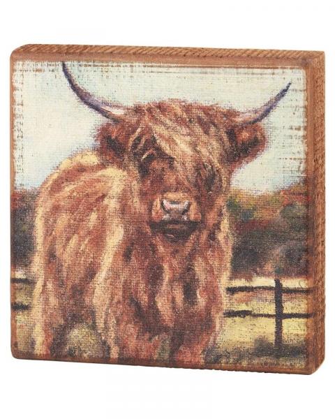 Highland Cow Block Sign Fall