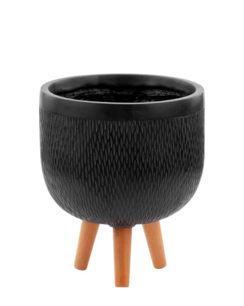 Planter On Legs Black 13"