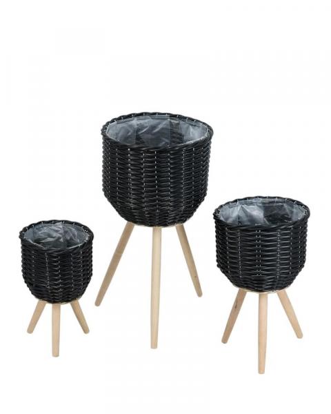 Poly Rattan Basket W/legs Sm