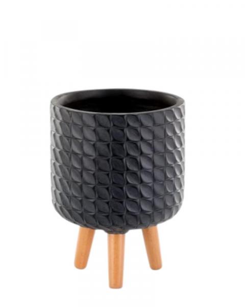 Antique Black Planter 3 Leg Sm