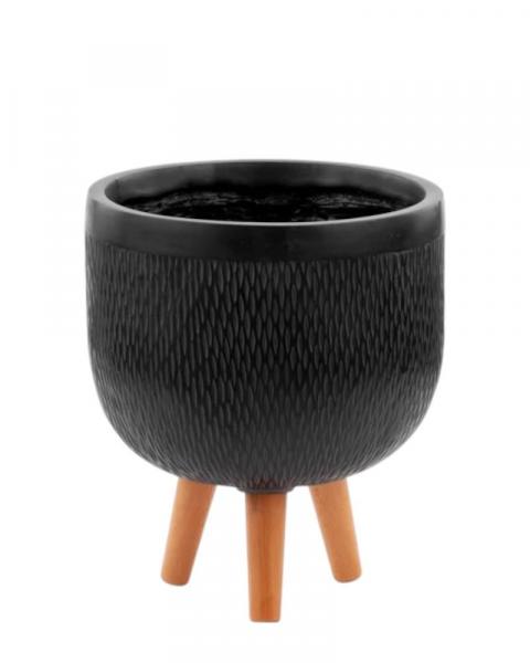 Planter On Legs Black 13"
