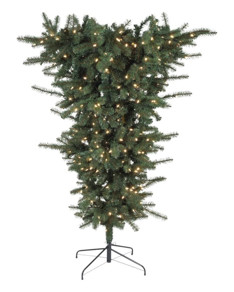 5' Upside Down Pine With 370 Warm White LED Lights