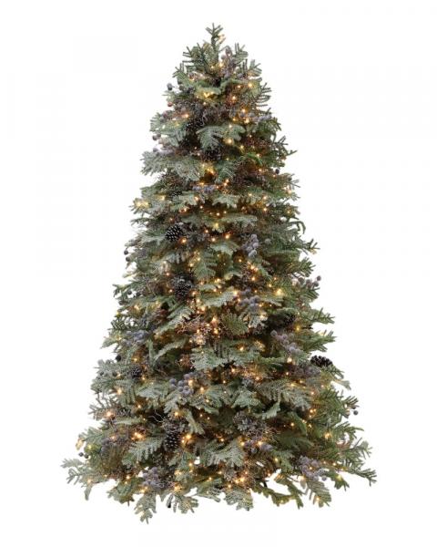6.5' Fancy Flock Fir With 700 Color Changing LED Lights