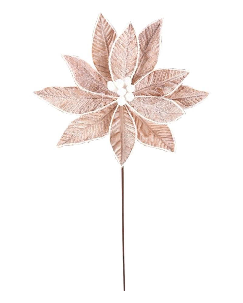 Frosted Poinsettia Stem 22" Natural