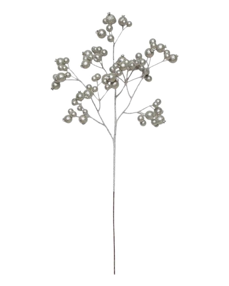 Glitter Wispy Berry Spray 25" Platinum