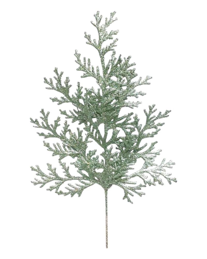 Glitter Flat Cedar Spray 21" Sage