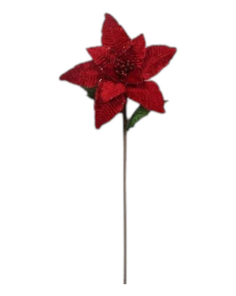 Velvet Poinsettia Spray 28" Red