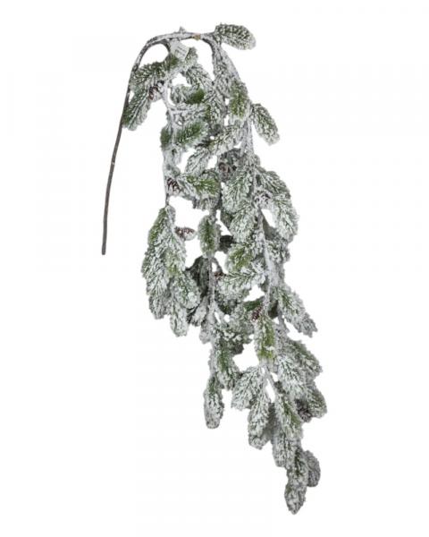 Flocked Leaves Spray 27" Green/White