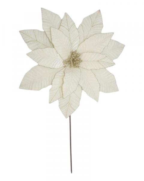 Big Velvet Poinsettia 17" Ivory