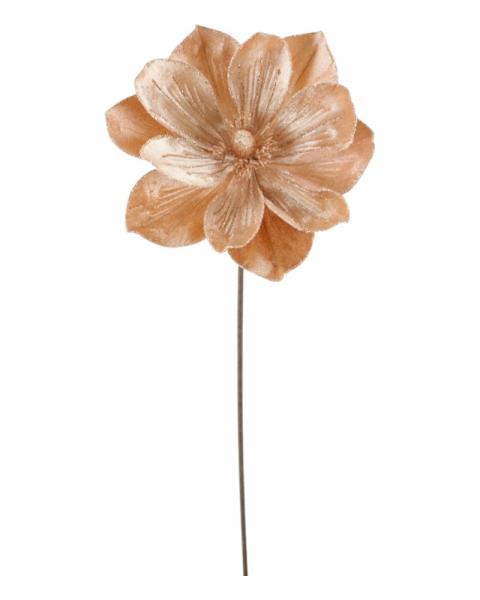 Velvet Glitter Magnolia Stem 22" Peach