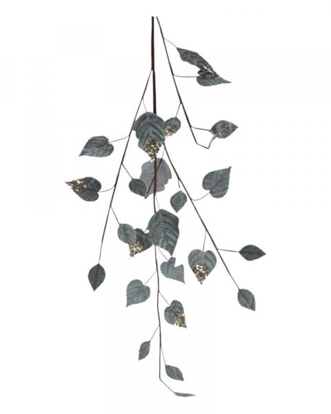 Glitter Velvet Hanging Leaf 39" Blue/Green