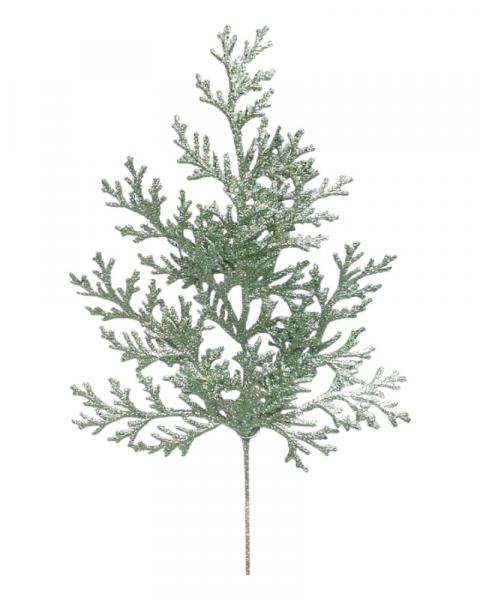 Glitter Flat Cedar Spray 21" Sage
