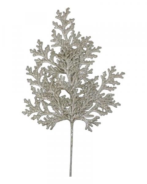 Glitter Flat Cedar Spray 21" Platinum