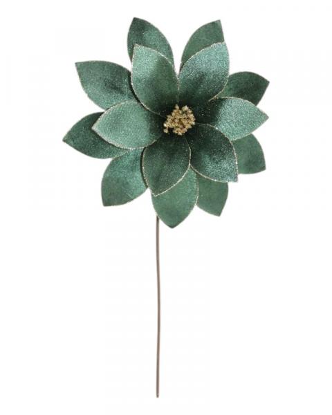 Velvet Poinsettia Stem 20" Green