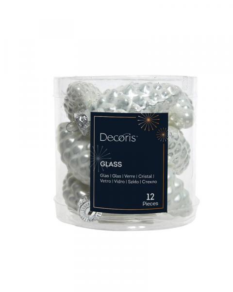 Glass Enamel Pinecone Box 12 Winter White