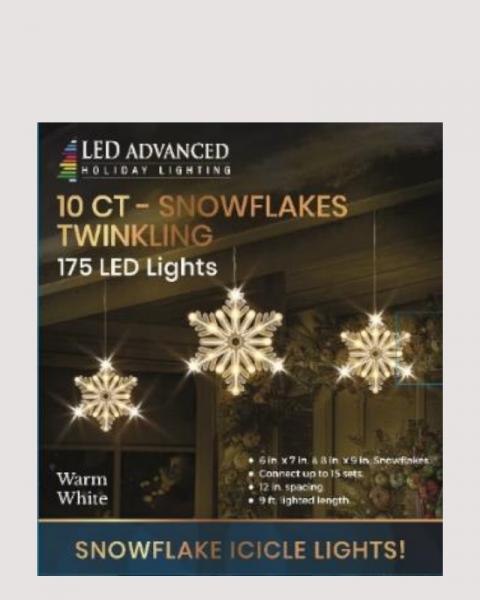 Snowflake Icicle LED Lights 10 Warm White