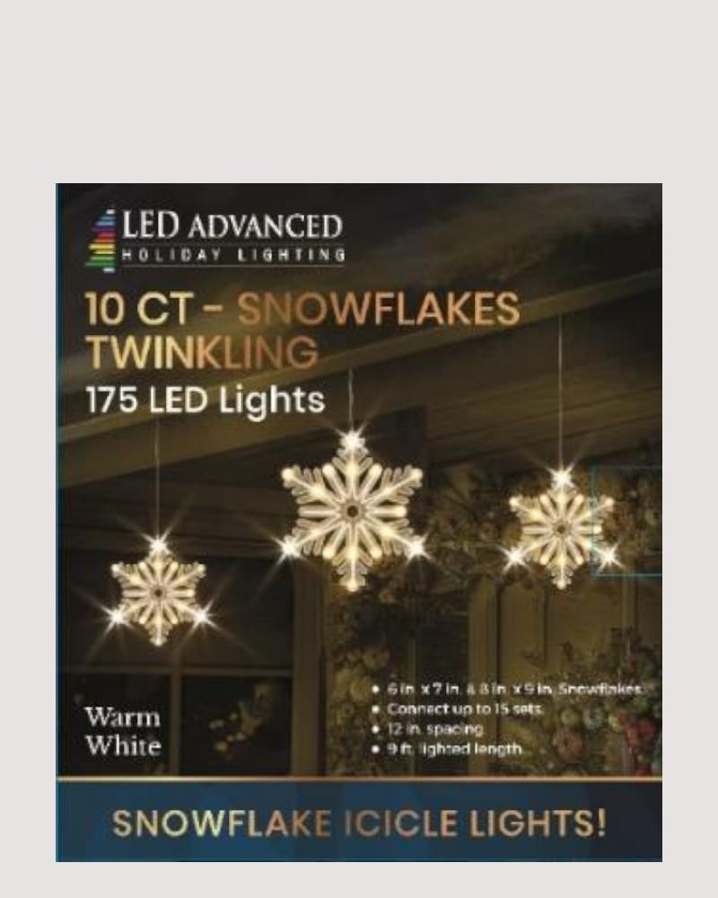 Snowflake Icicle LED Lights 10 Warm White