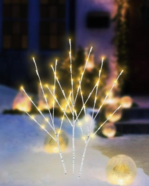 Birch Twig Branch 30" 3 Pack With Warm White LED Lights