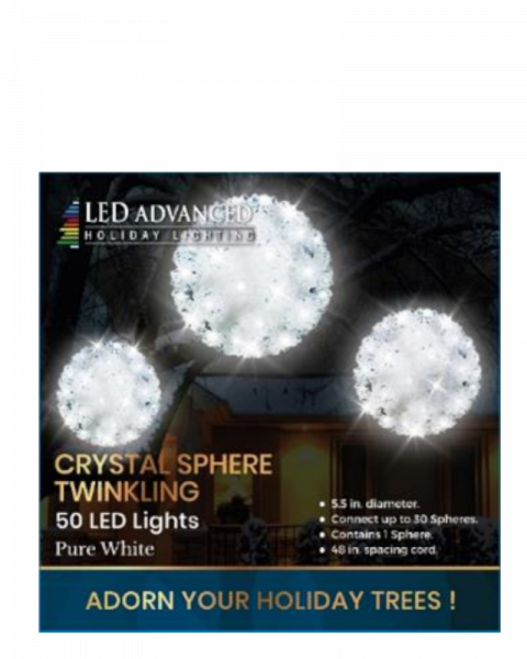 5.5" Crystal Sphere with Pure-White LED Lights