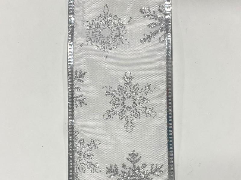 Silver Sheer Snowflakes 2.5" 10 Yards