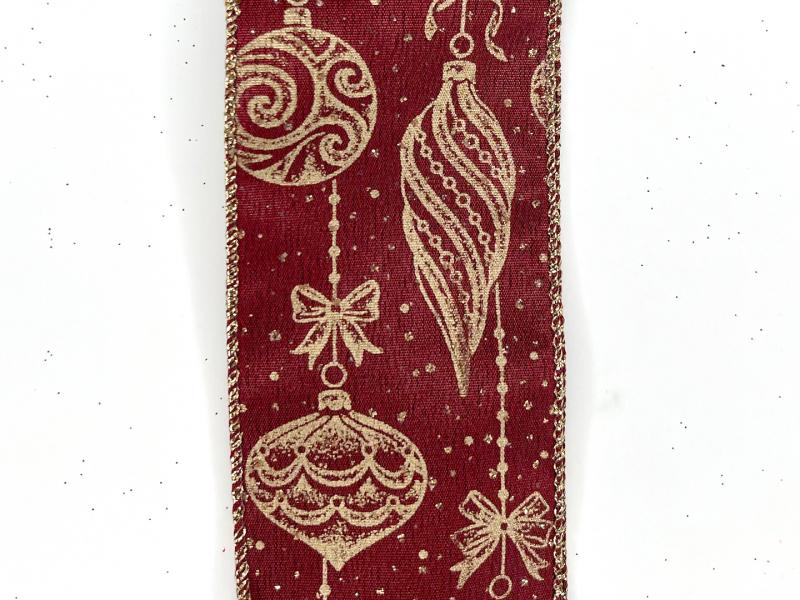 Burgundy/Gold Ornaments 2.5" 10 Yards