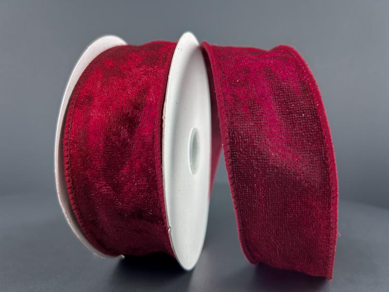 Burgundy Lush Velvet 1.5" 10 Yards