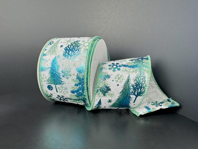 Trees/Snow Mint/Blue 2.5" 10 Yards