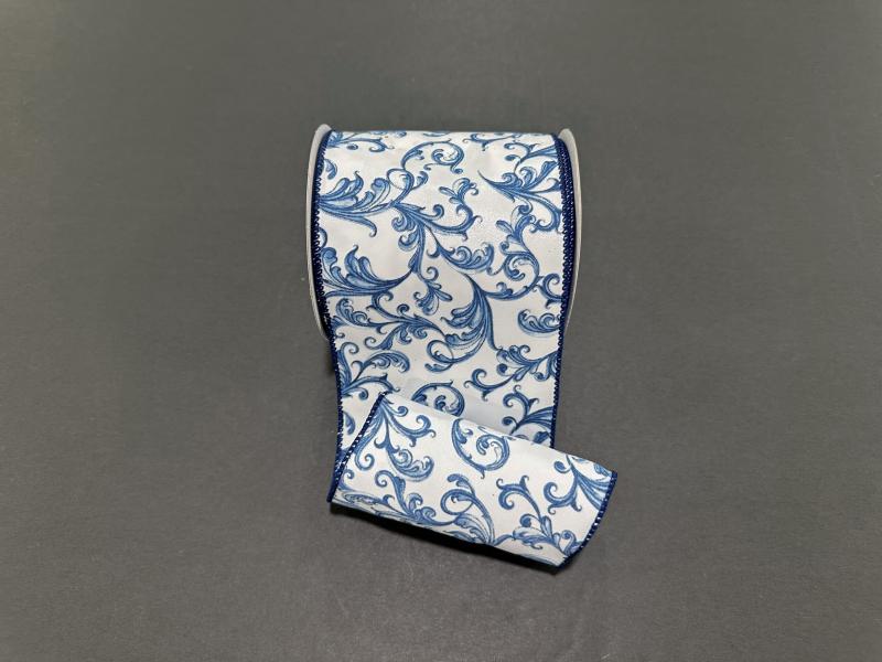 Chinoiserie White/Blue 4" 10 Yards