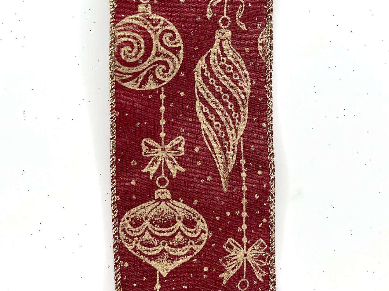 Burgundy/Gold Ornaments 2.5" 10 Yards