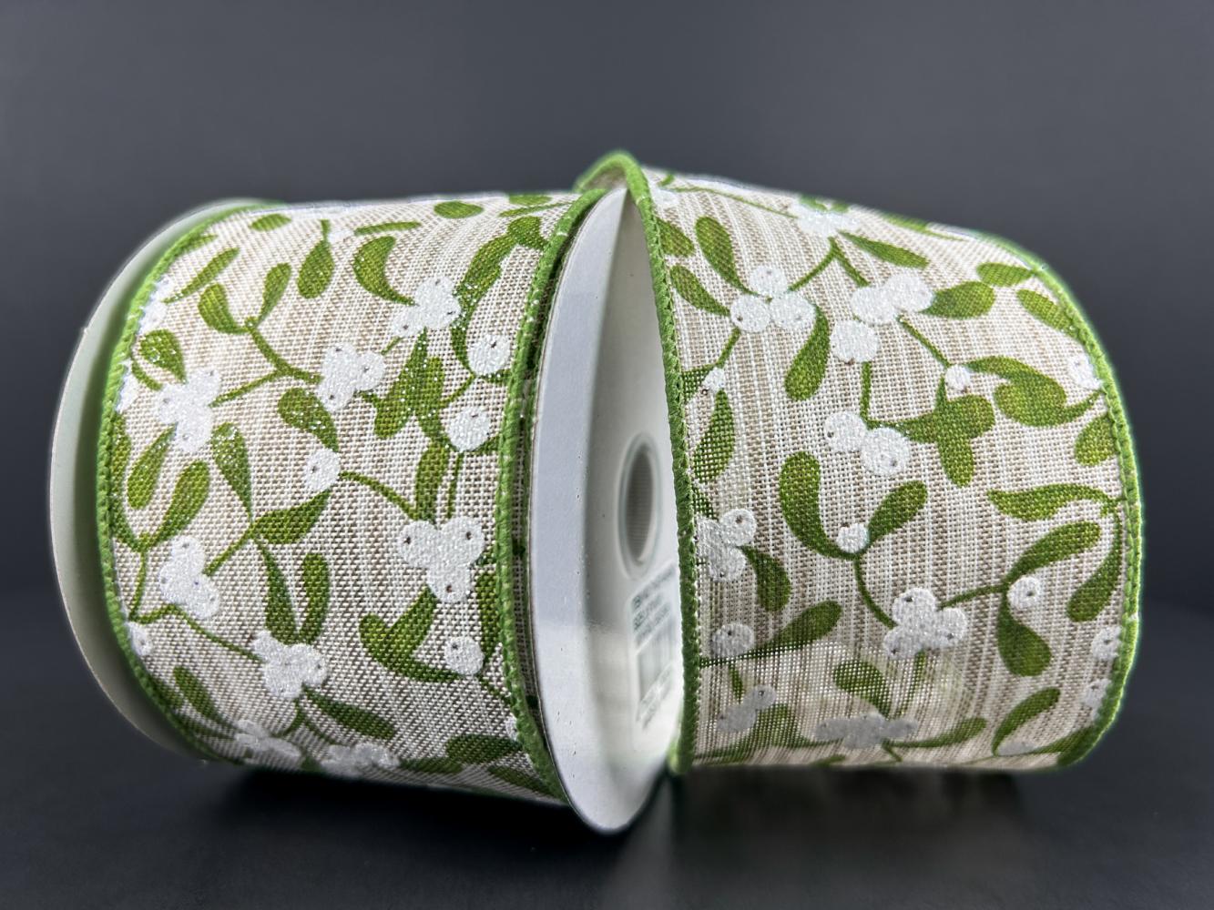 Mistletoe Green/Cream 2.5" 10 Yards