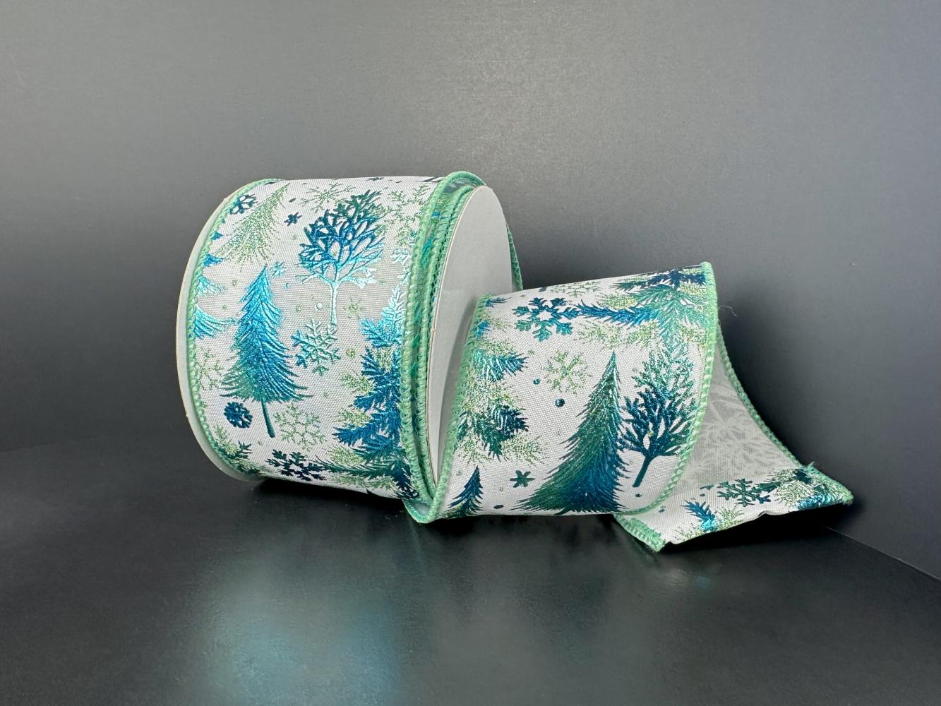 Trees/Snow Mint/Blue 2.5" 10 Yards