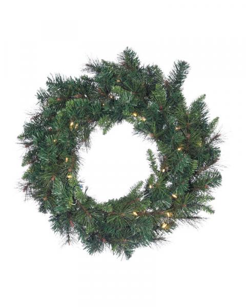 Savannah Pine Wreath With 150 Warm White Lights 30"
