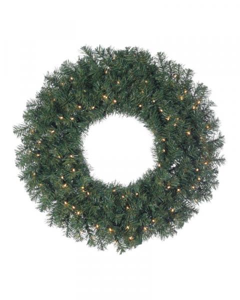 Norway Pine Wreath With 150 Warm White Lights 36"