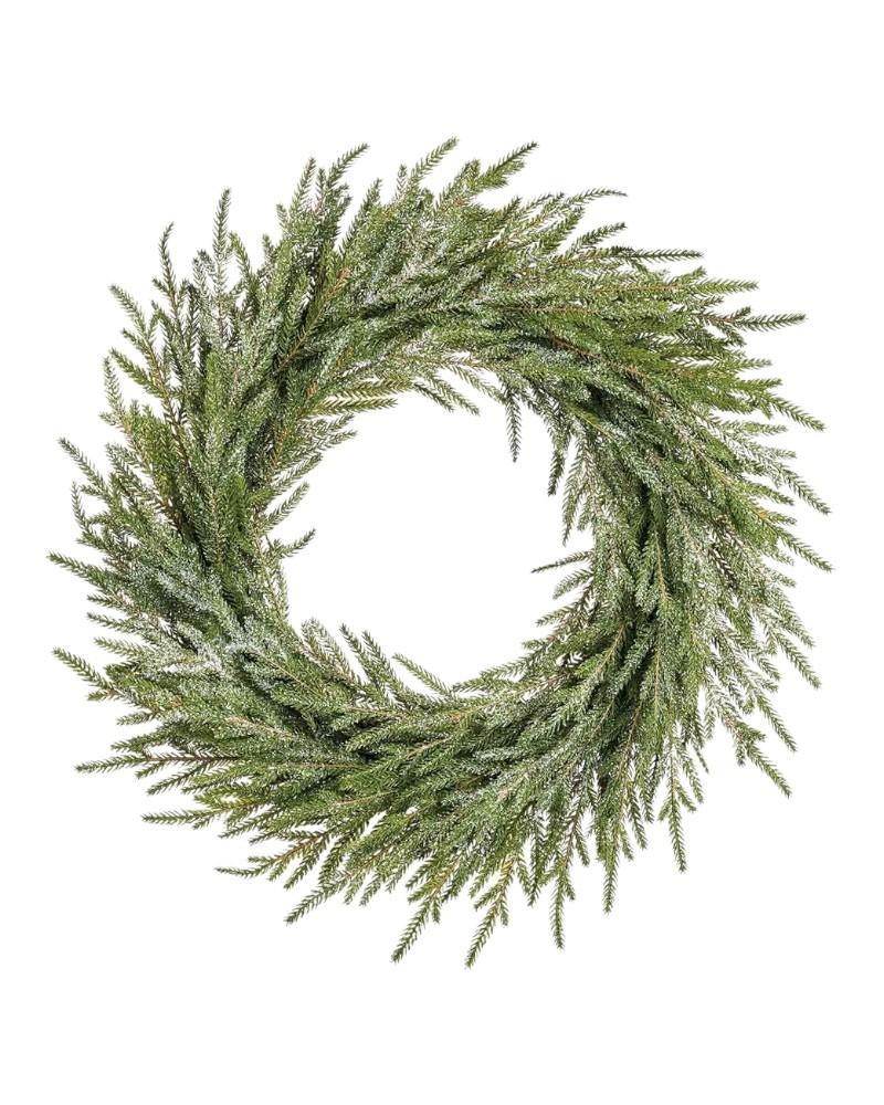 Glittered Cypress Wreath 22"