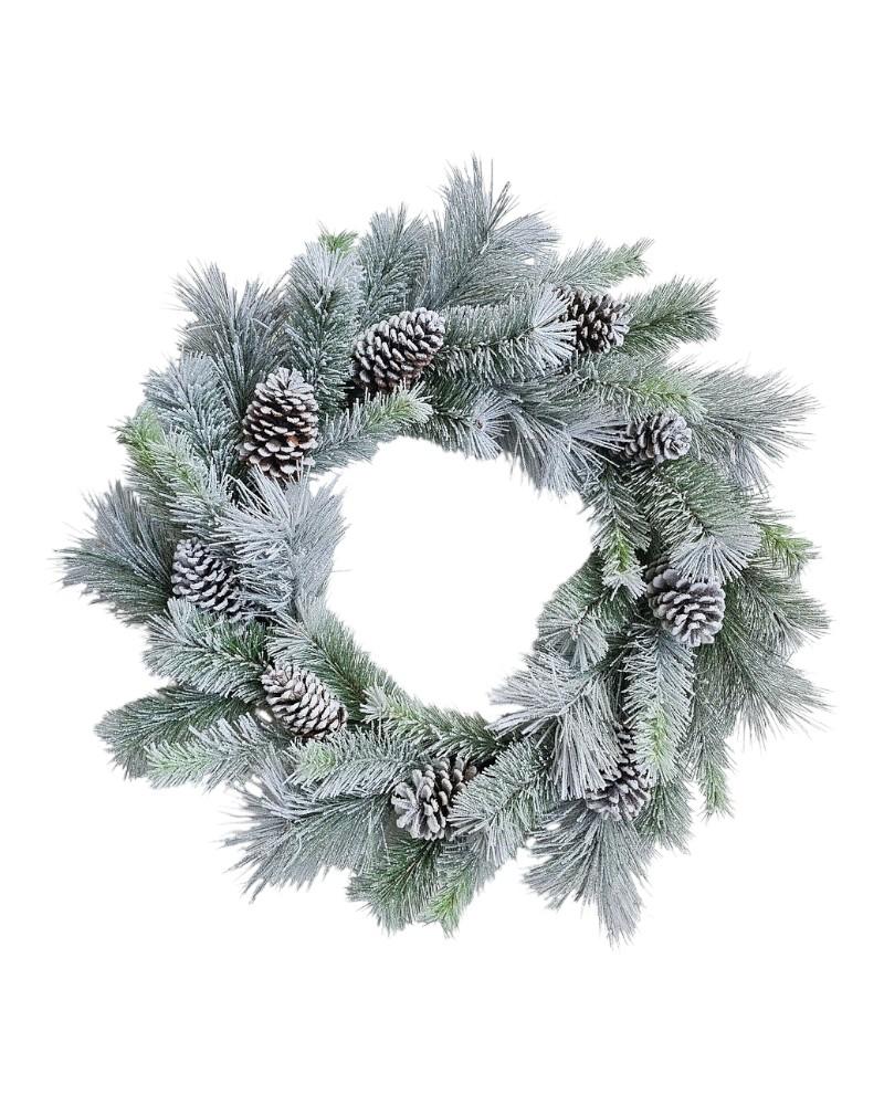 Mixed Snow Pine Cones Wreath 30"