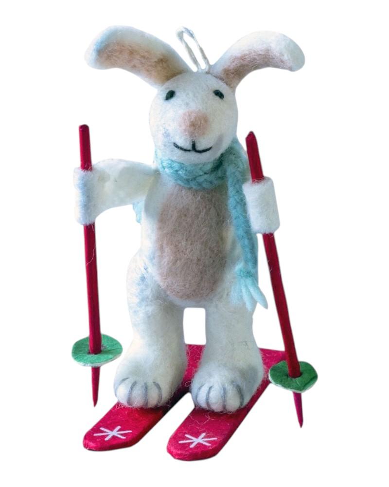 Handmade Skiing Bunny Ornament