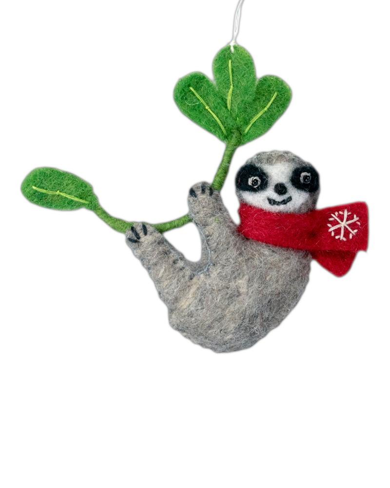 Handmade Snow Sloth Ornament