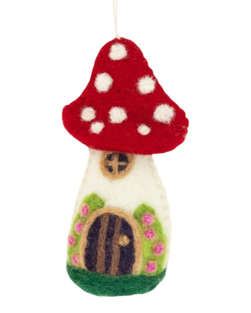 Handmade Mushroom House Ornament